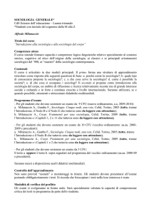 SOCIOLOGIA GENERALE* CdS Scienze dell`educazione