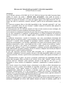 Rilevanza dei “disturbi della personalità” ai fini della imputabilità di