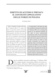 diritto di accesso e privacy: il contesto applicativo delle forze di polizia