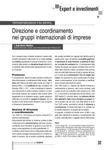 Direzione e coordinamento nei gruppi internazionali di imprese