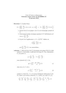 Corso di Laurea in Matematica Soluzioni esame scritto di ALGEBRA