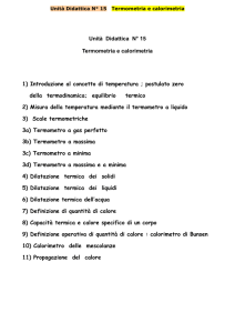 Unità Didattica N° 15 Termometria e calorimetria 1) Introduzione al