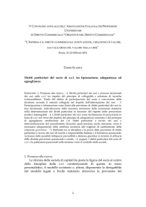 1 Diritti particolari del socio di s.r.l. tra tipizzazione, adeguatezza ed