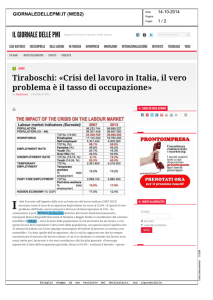 Tiraboschi: «Crisi del lavoro in Italia, il vero