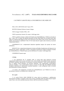 Provvedimento n. 4822 ( A197 ) ITALIA OGGI EDITORI/IL SOLE 24