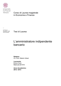 L`amministratore indipendente bancario