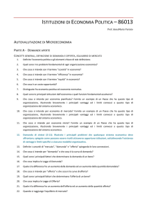 QUE.1: Quesiti di autovalutazione Microeconomia