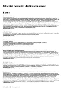 Obiettivi formativi - Dipartimento di Studi linguistici e culturali