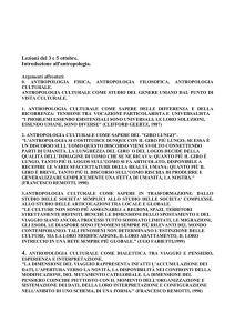 Lezioni del 3 e 5 ottobre. Introduzione all`antropologia.