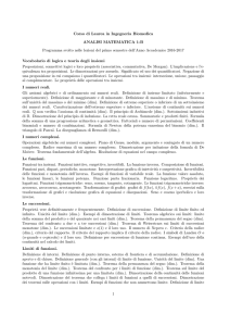 Programma svolto nel corso - Dipartimento di Matematica