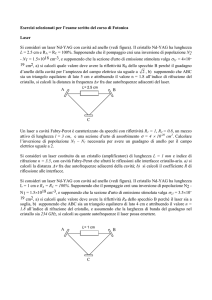 Esercizi selezionati per l`esame scritto del corso di Fotonica Laser Si