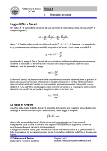 Fisica II 6 Richiami di teoria Legge di Biot e Savart La legge di Ampére