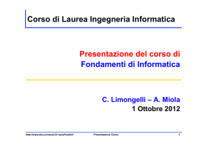 Programma del Corso - Dipartimento di Informatica e Automazione