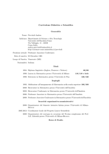 Curriculum Didattico e Scientifico - Università degli Studi dell`Insubria