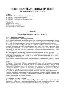 Regolamento didattico - Corso di Laurea Magistrale in Fisica