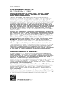 Comunicati stampa ottobre 2013 - Teatro Stabile Torino | Archivio