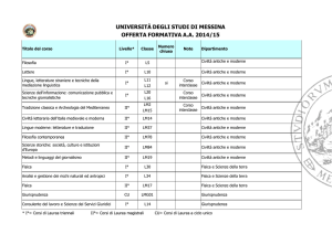 UNIVERSITÀ DEGLI STUDI DI MESSINA OFFERTA FORMATIVA