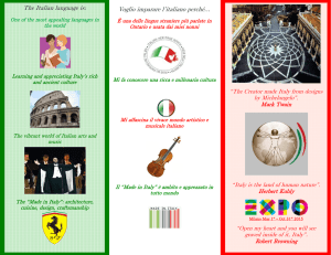 The Italian language is: Voglio imparare l`italiano perché…