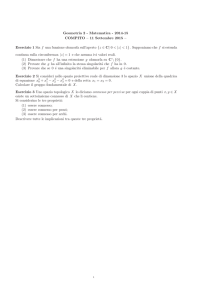 Geometria 2 - Matematica - 2014-15 COMPITO – 11 Settembre 2015