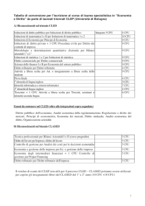 Tabella di conversione per l`iscrizione al corso di laurea