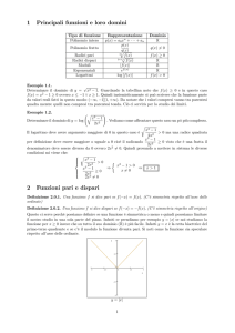 1 Principali funzioni e loro domini 2 Funzioni pari e dispari