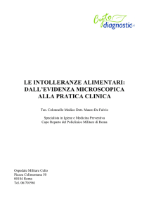 LE INTOLLERANZE ALIMENTARI: DALL`EVIDENZA