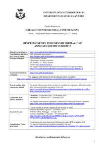 Descrizione percorso formativo a.a. 2016/2017