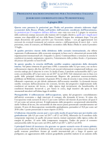 Proiezioni macroeconomiche per l`economia italiana