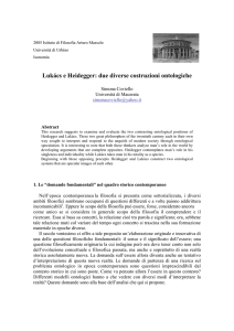 Lukács e Heidegger: due diverse costruzioni ontologiche