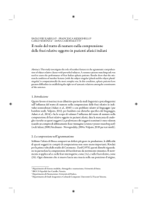 Il ruolo del tratto di numero nella comprensione delle frasi