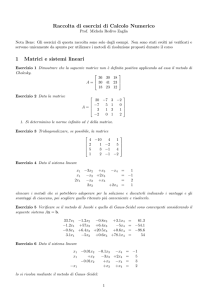 Raccolta di esercizi di Calcolo Numerico 1 Matrici e
