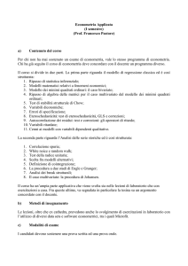 Econometria Applicata (I semestre) (Prof. Francesco Pastore) a