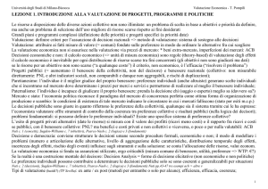 LEZIONE 1. INTRODUZIONE ALLA VALUTAZIONE DI PROGETTI