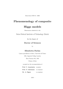 Phenomenology of composite Higgs models - ETH E