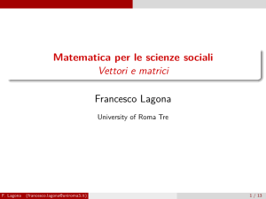 Matematica per le scienze sociali Vettori e matrici