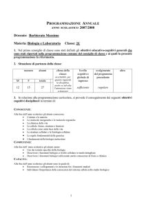 DOcente: Barbierato Massimo Materia: Biologia e Laboratorio Classe: