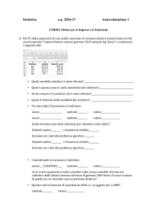 Statistica aa 2016-17 Autovalutazione 1