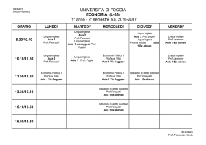 Orario delle lezioni di Economia