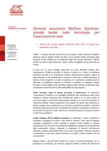 Generali acquisisce MyDrive Solutions, società