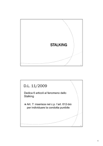 Stalking [modalità compatibilità] - Dipartimento di Scienze della