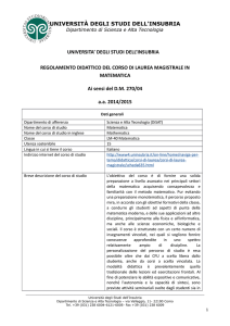 Regolamento didattico - Università degli Studi dell`Insubria
