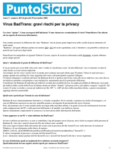 Stampa - Virus BadTrans: gravi rischi per la privacy