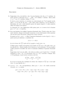 Corso di Matematica I - Anno 2003