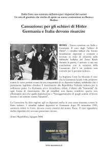 Cassazione: per gli schiavi di Hitler Germania e Italia devono risarcire
