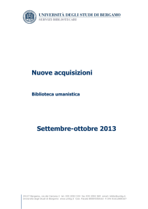 Nuove acquisizioni Settembre-ottobre 2013