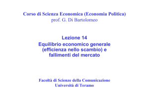 Corso di Scienza Economica (Economia Politica) prof. G. Di