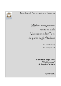 Migliori insegnamenti risultanti dalla Valutazione dei Corsi da parte