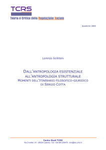 Dall`antropologia esistenziale all`antropologia strutturale