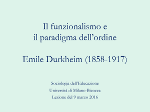 7 Emile Durkheim 2016 - Dipartimento di Scienze Umane per la