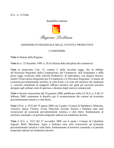 D.A. 113/2011 Proroga Comuni e città d`arte in Sicilia